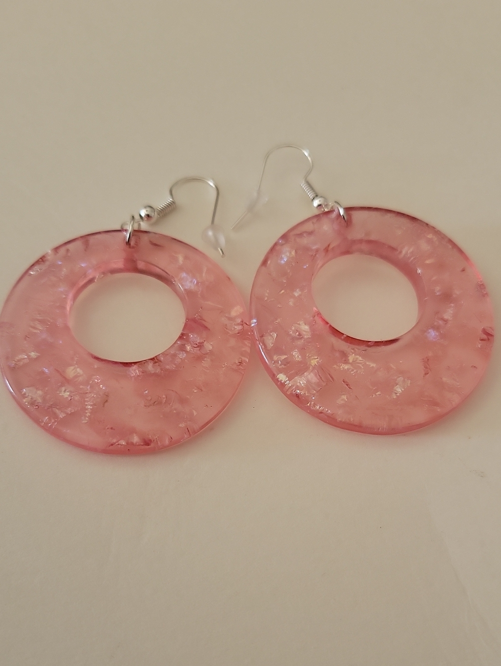 Pink Resin Hoop Drop Earrings – Unbranded
